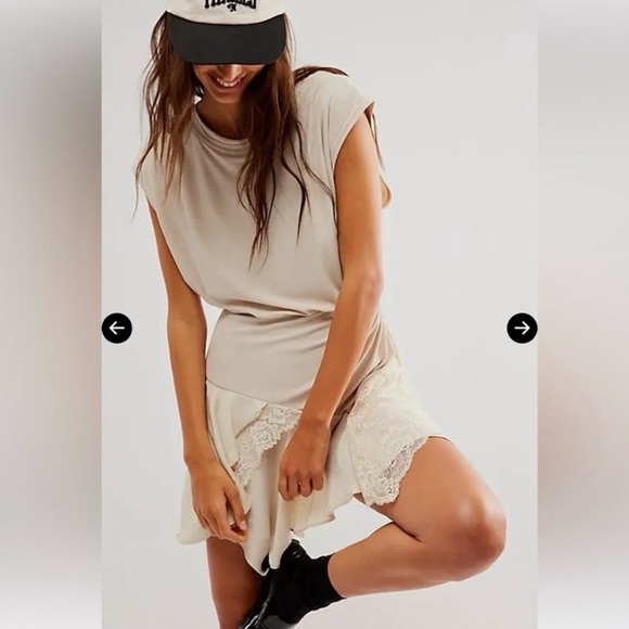 Free People Dresses & Skirts - Free People Jazzy Mini Beige Lace Dress